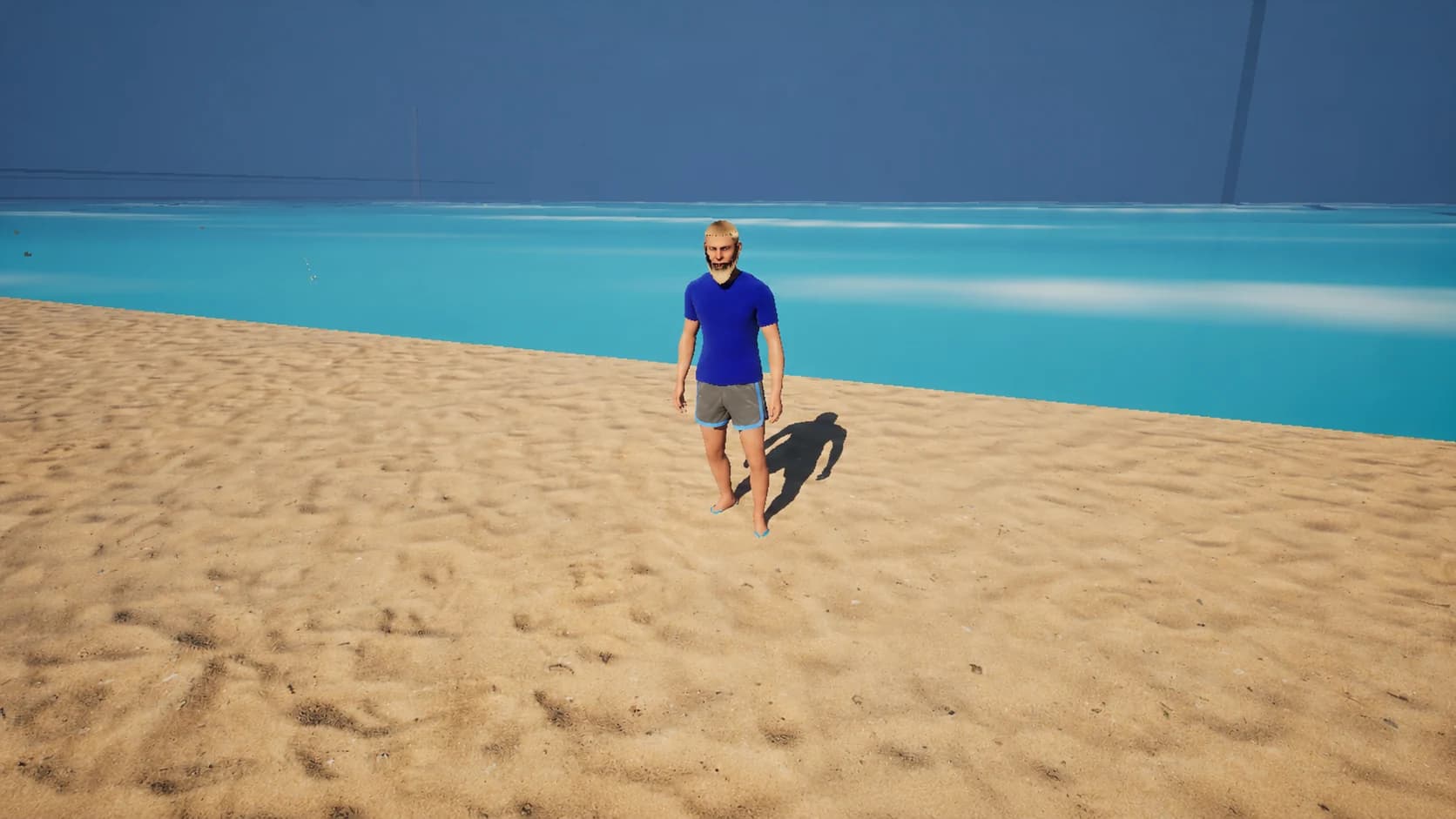 Victor, the first Zielinski Metaverse avatar, standing on a beach